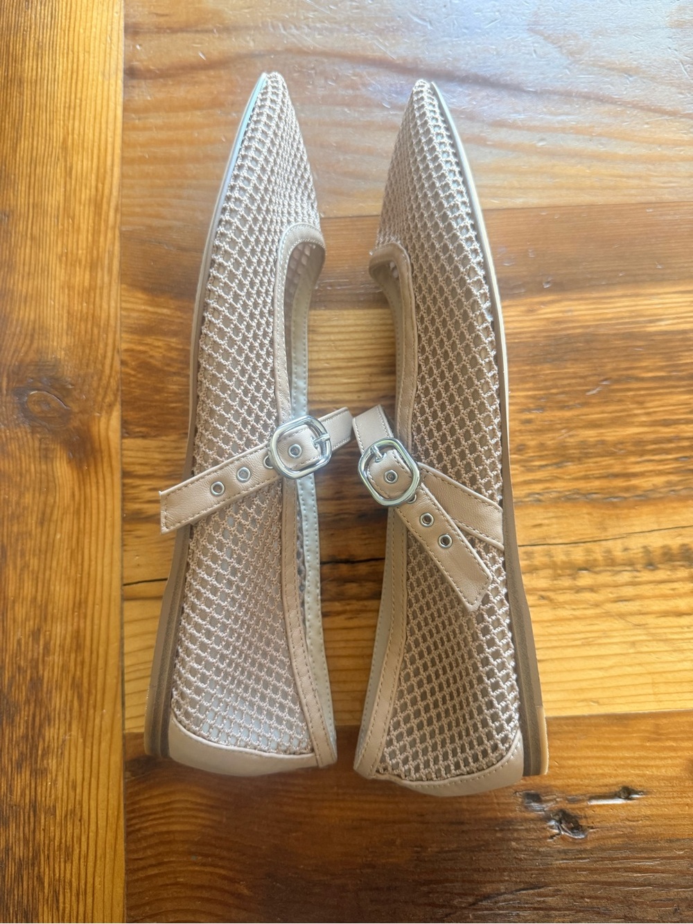 Dolce Vita Rodni Mesh Mary Jane Ballet Buckle Flats NWOB 9.5 Tan - Picture 5 of 8
